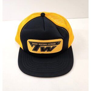 Trans Western Express Trucker Hat Mesh Back Black Vtg 1980 Unisex Adjustable